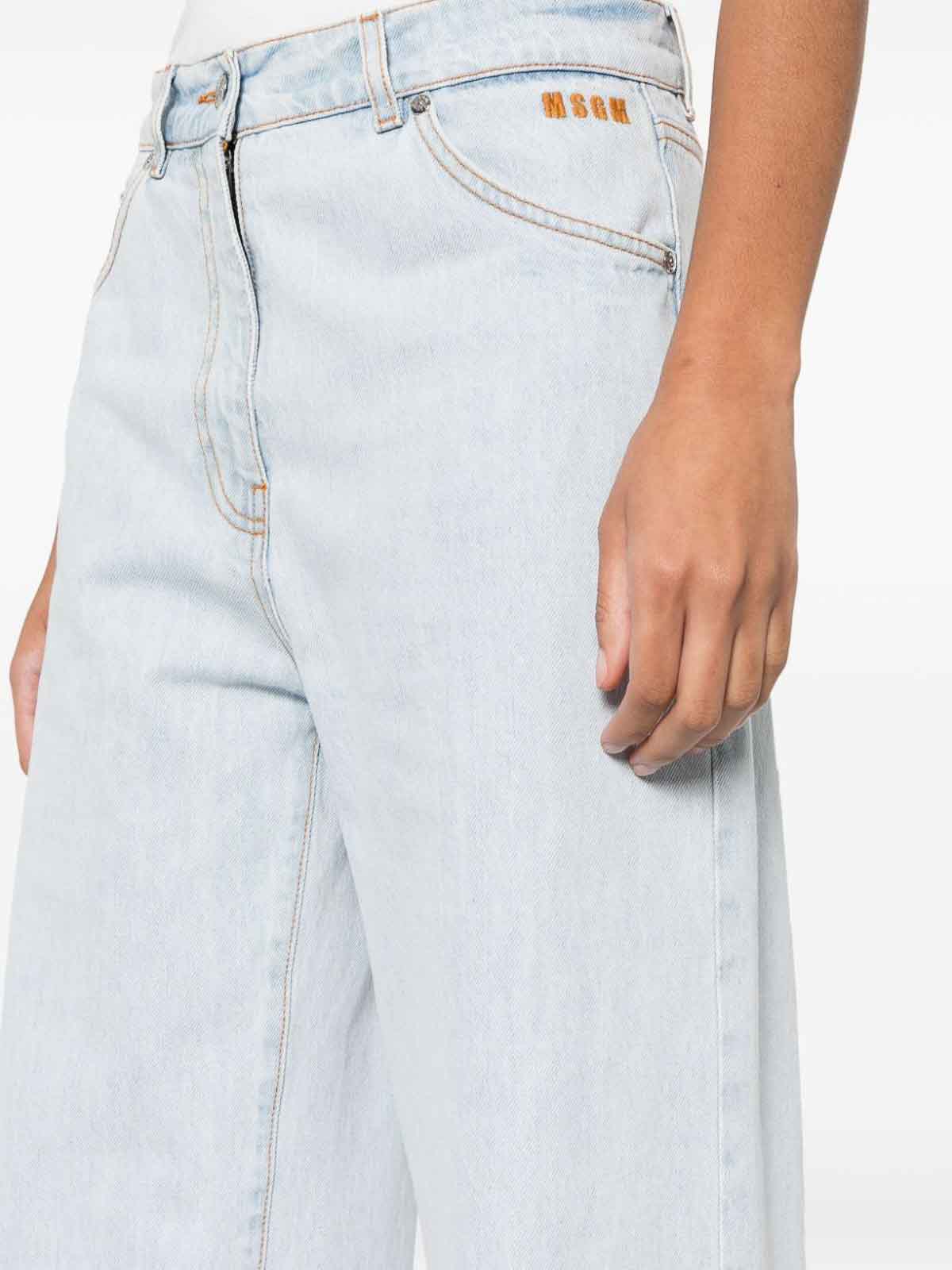 Shop Msgm High Waisted Jeans In Blue