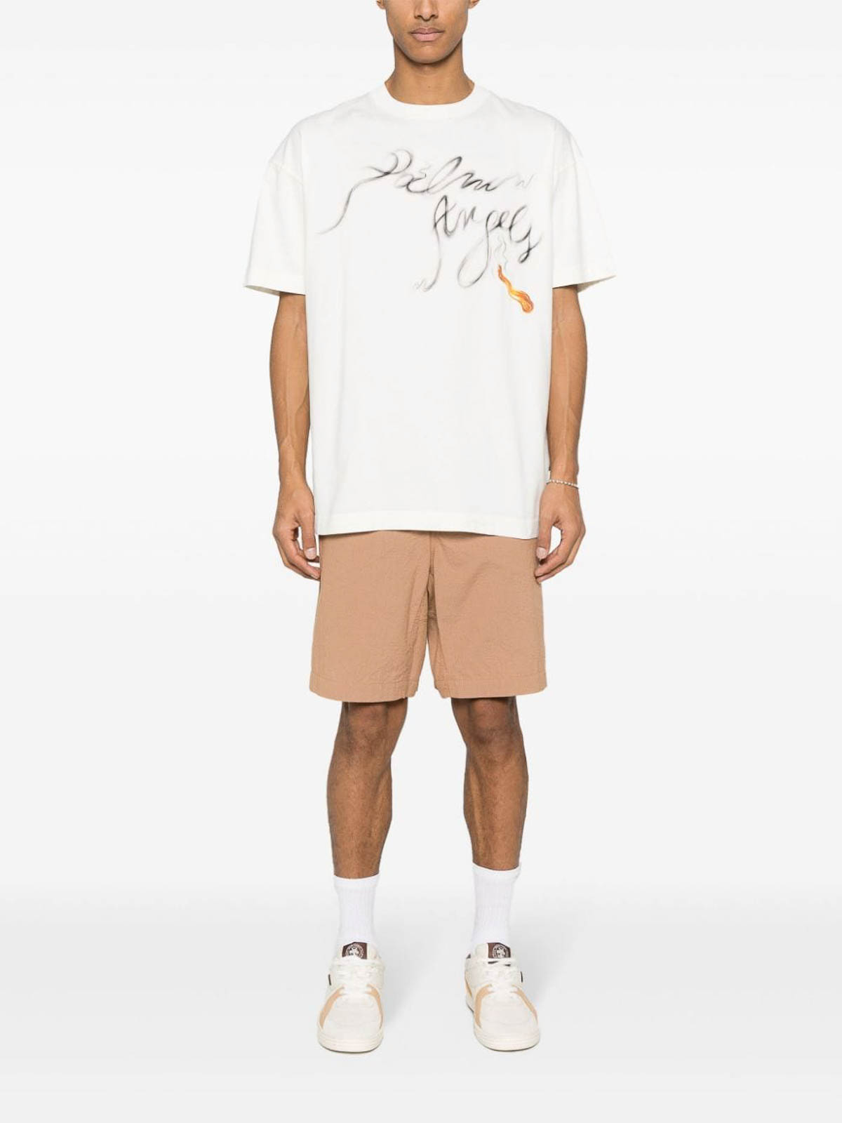 Shop Palm Angels T-shirt With Logo In Blanco