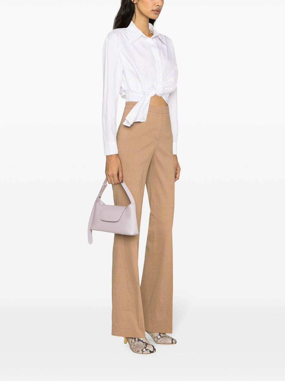 Shop Pinko Straight Leg Trousers In Brown