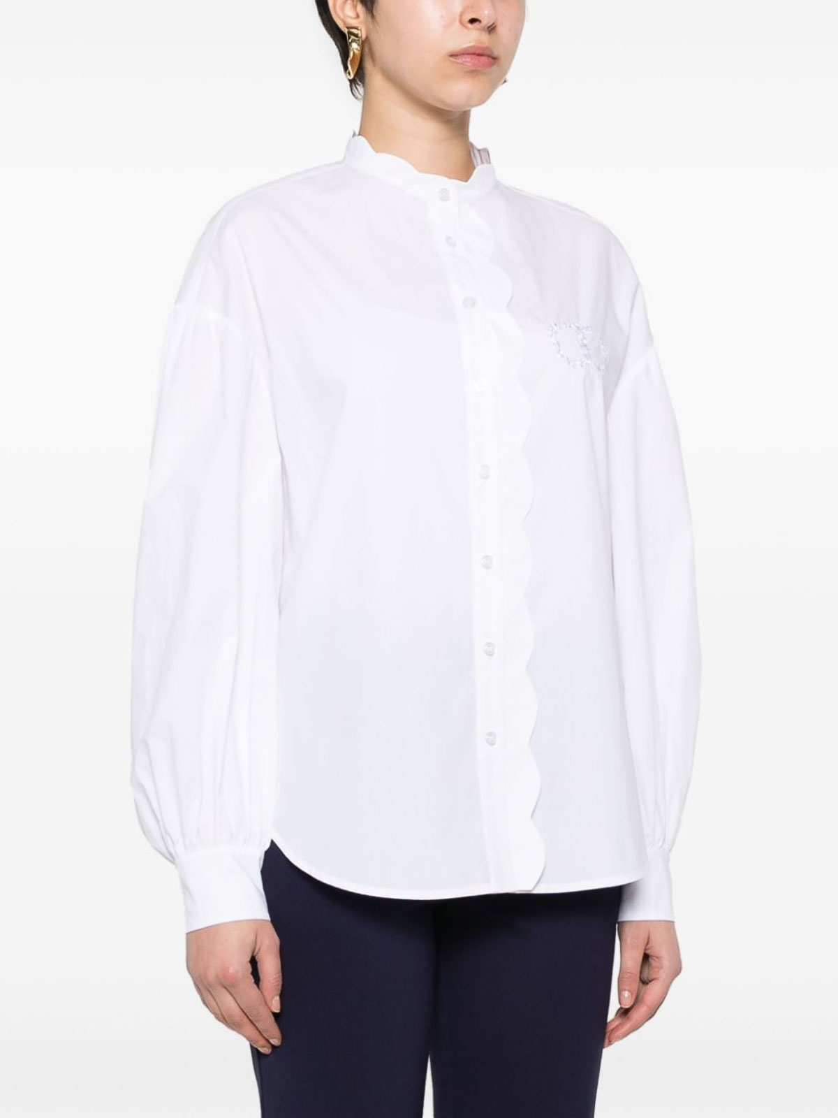Shop Twinset Puffed Shirt In White