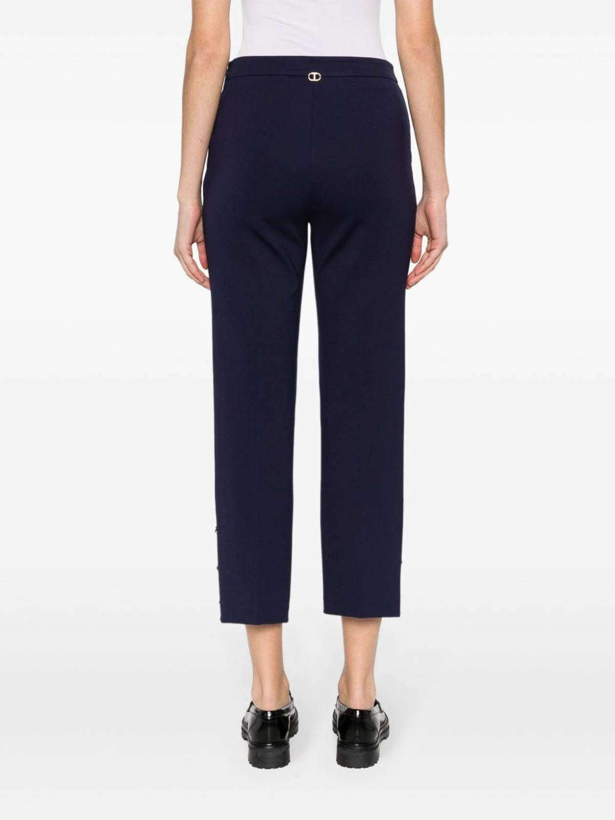 Shop Twinset Trousers With Slits In Blue