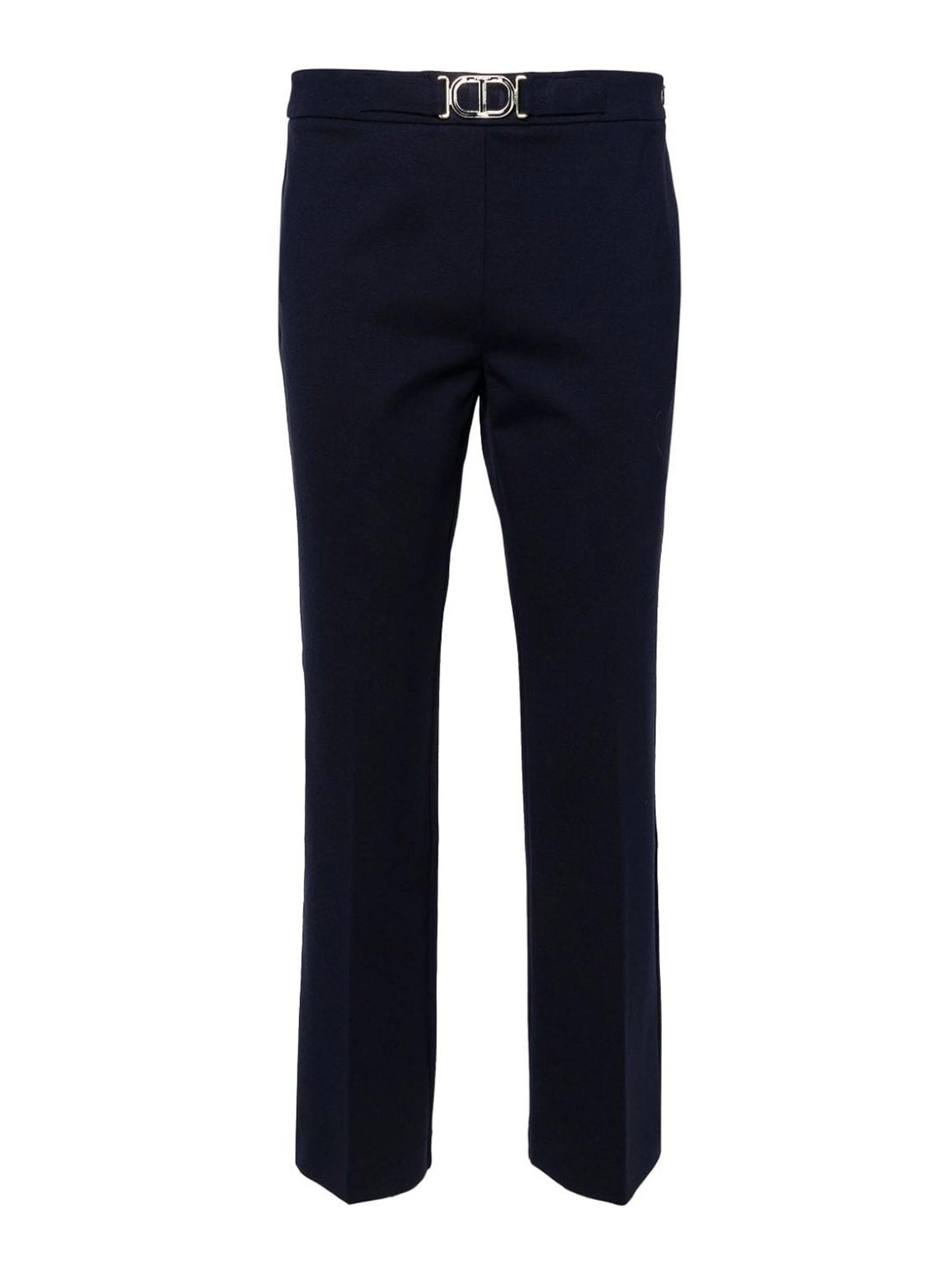 Shop Twinset Pants With Buckle In Blue
