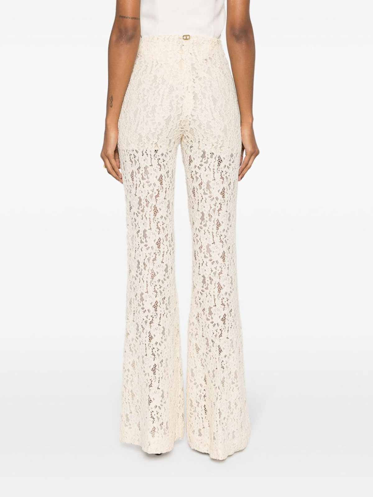 Shop Twinset Lace Trousers In White