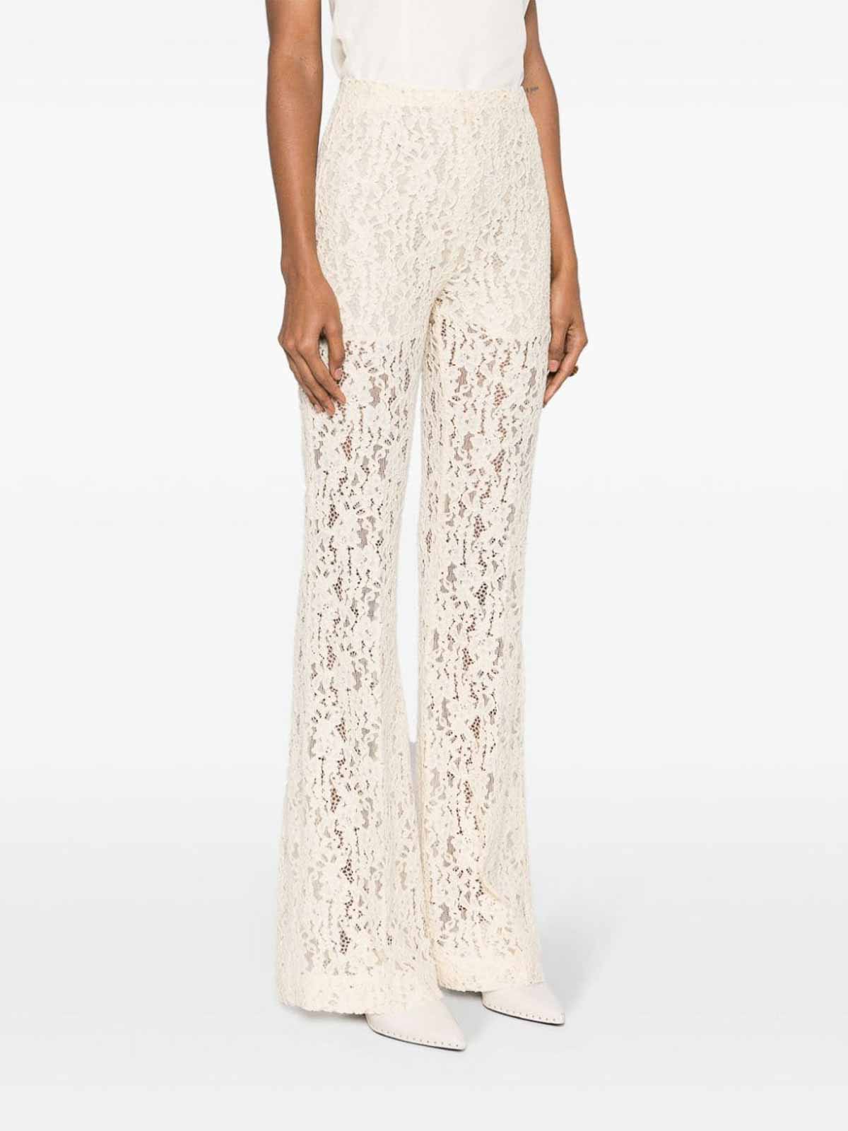 Shop Twinset Lace Trousers In White