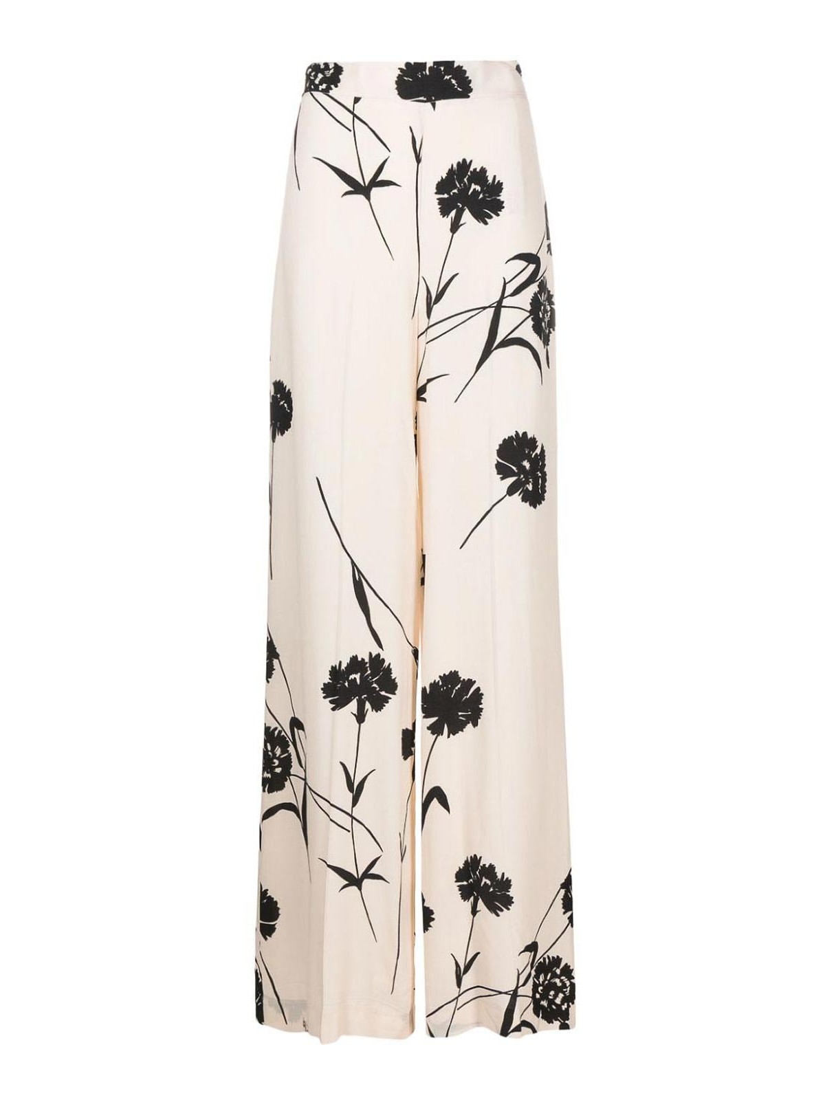 Shop Twinset Floral Print Trousers In White