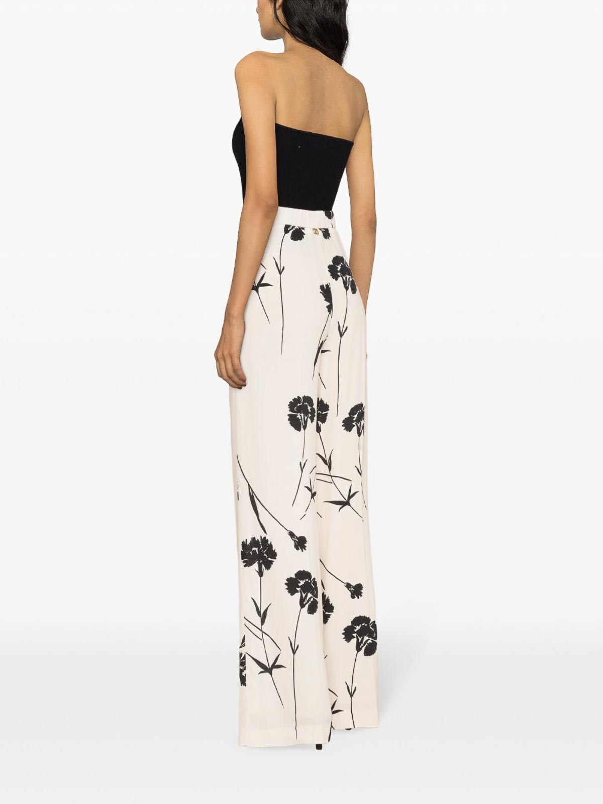 Shop Twinset Floral Print Trousers In White