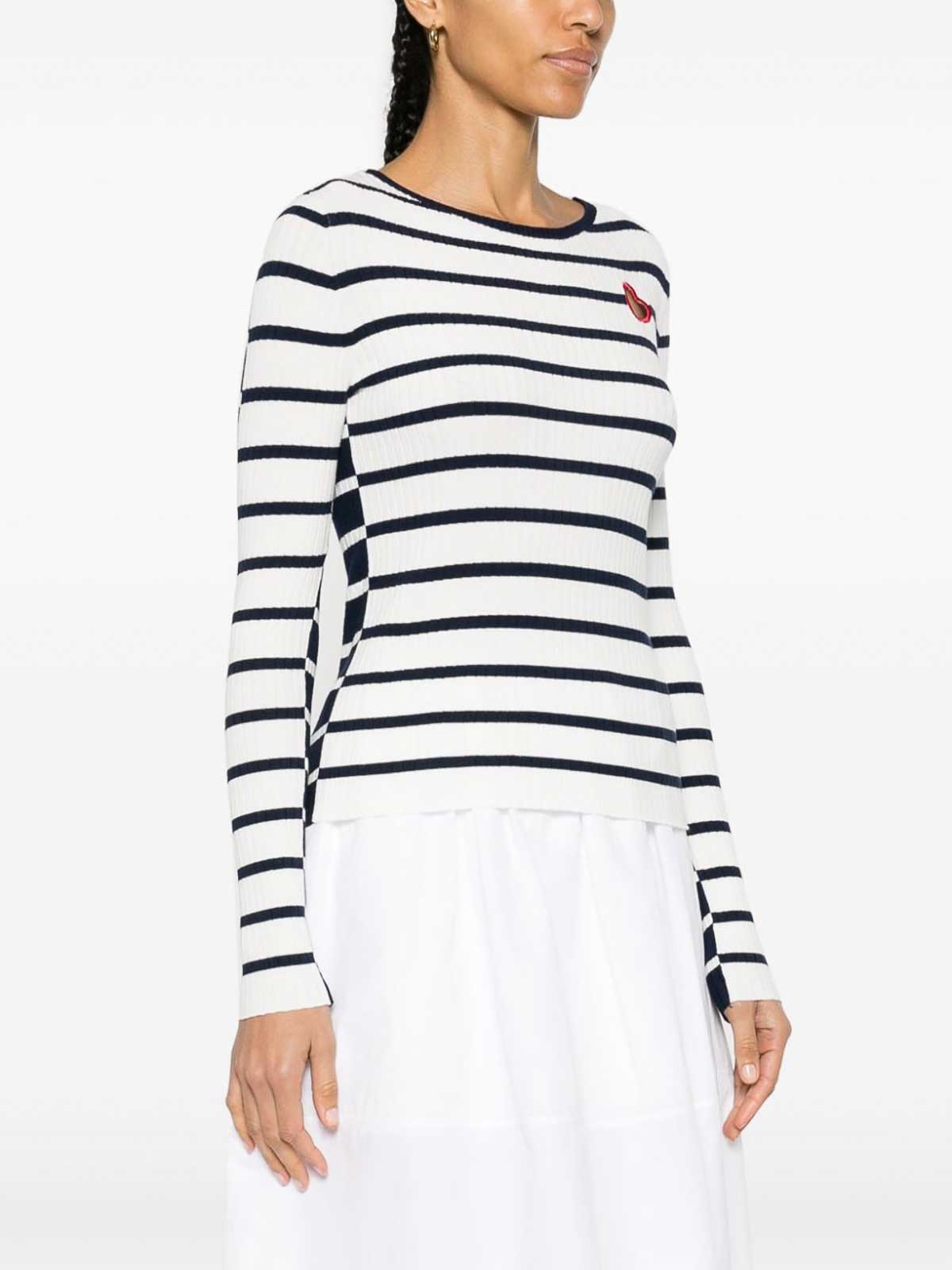 Shop Twinset Striped Sweater In White