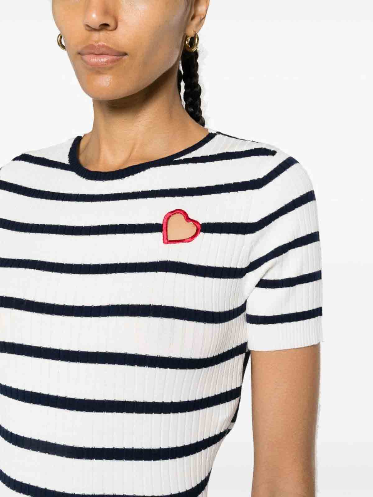 Shop Twinset Striped T-shirt In White