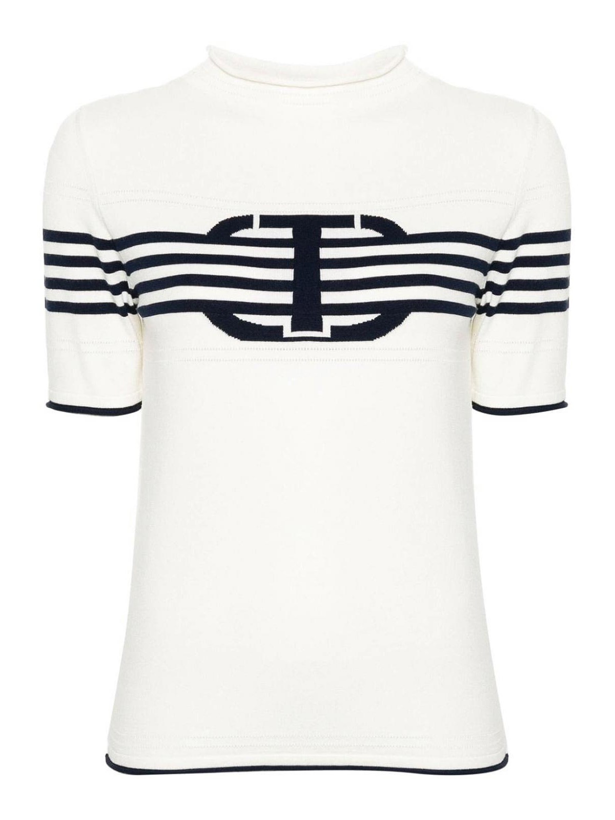 Twinset T-shirt With Stripes In White