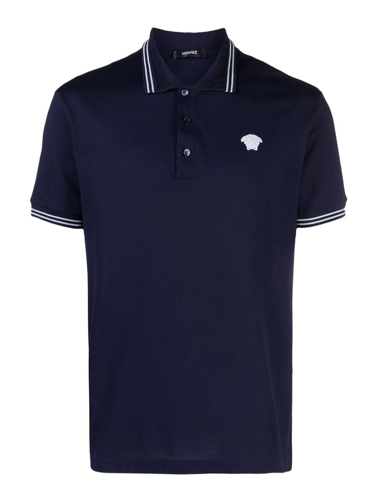 Shop Versace Polo Shirt With Logo In Azul