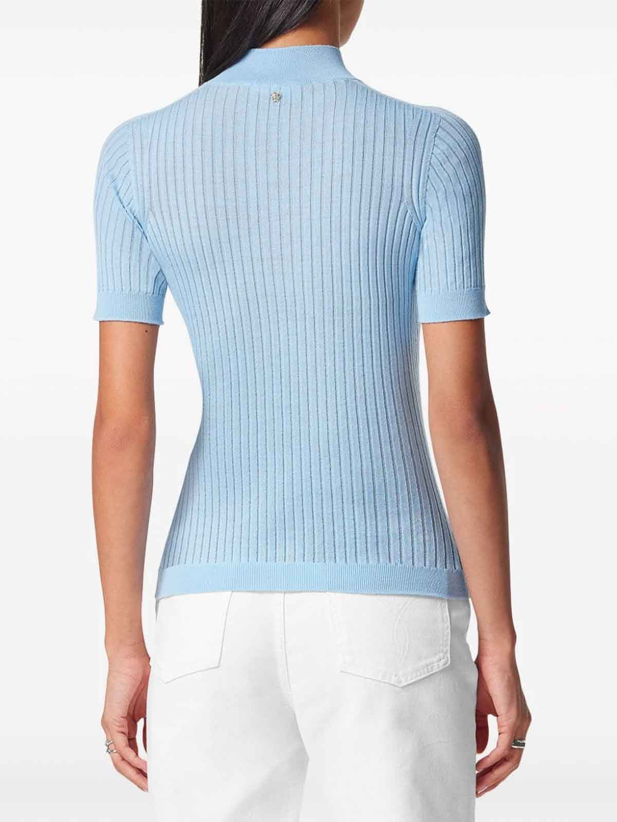 Shop Versace Ribbed Knit In Azul Claro