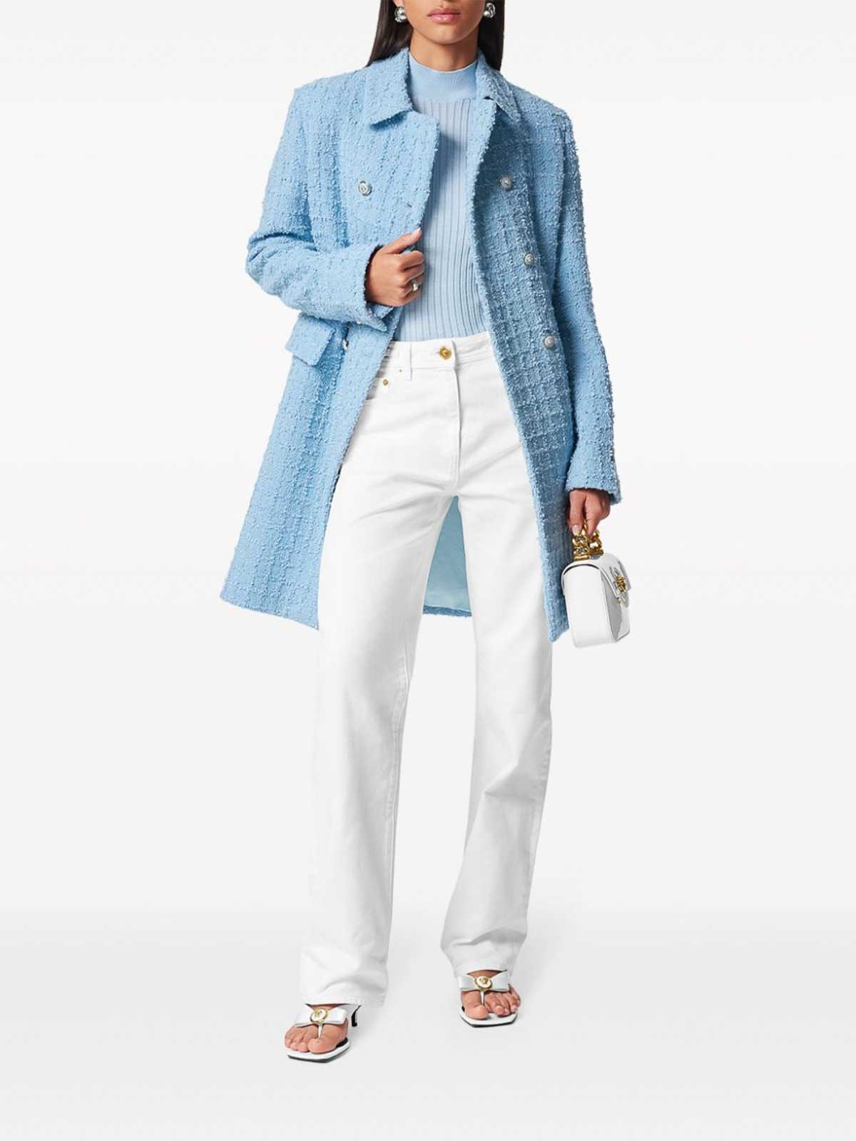 Shop Versace Ribbed Knit In Azul Claro