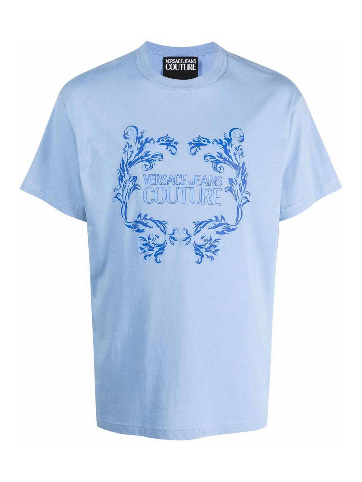 Versace Jeans Couture T-shirt With Logo In Light Blue