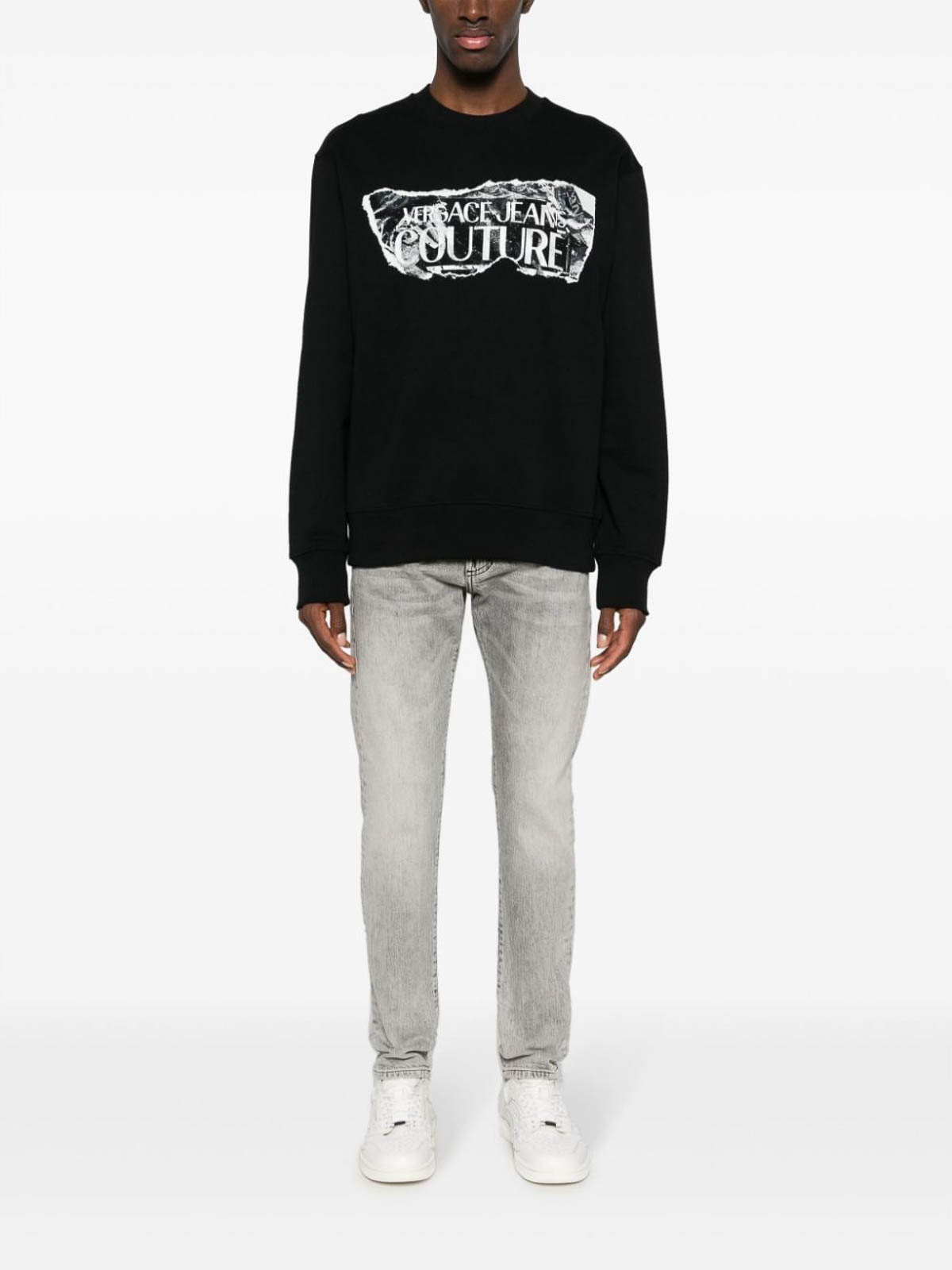 Shop Versace Jeans Couture Sweatshirt With Logo In Black