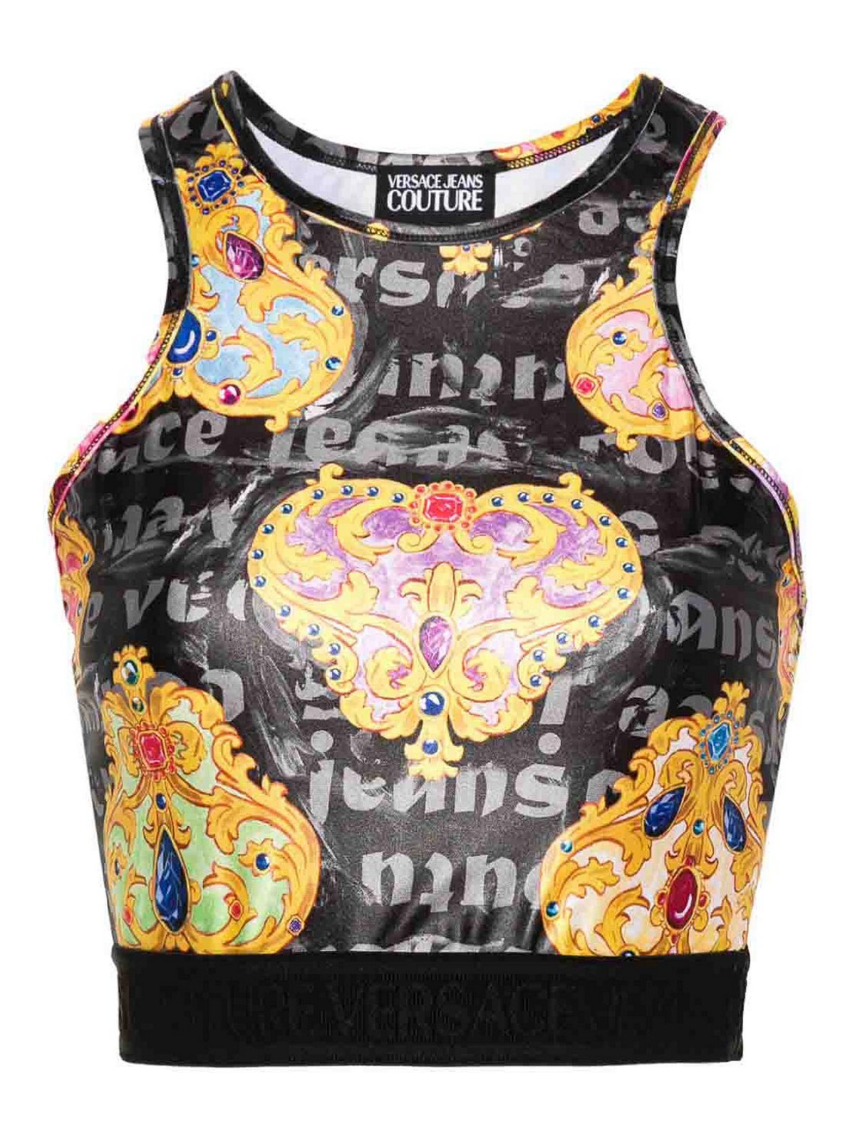 Versace Jeans Couture Baroque Print Top In Black