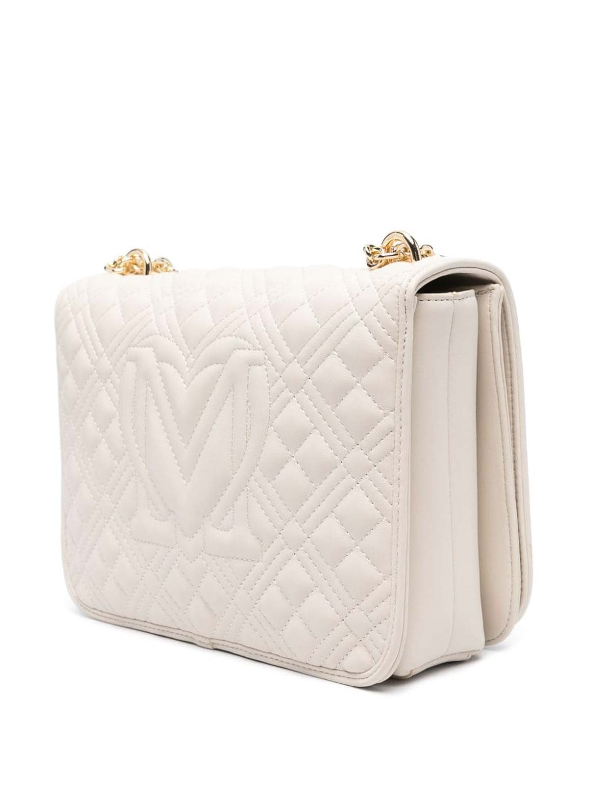 Shop Love Moschino Quilted Bag In White