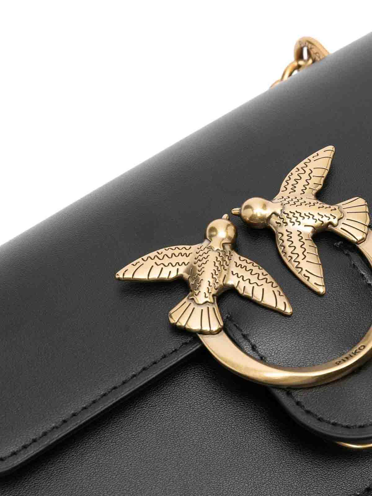 Sac Pinko Love One Top Handle Mini Light - Sac Femme En Cuir Souple Avec Boucle Love Birds - Bandoulière Réglable Amovible
