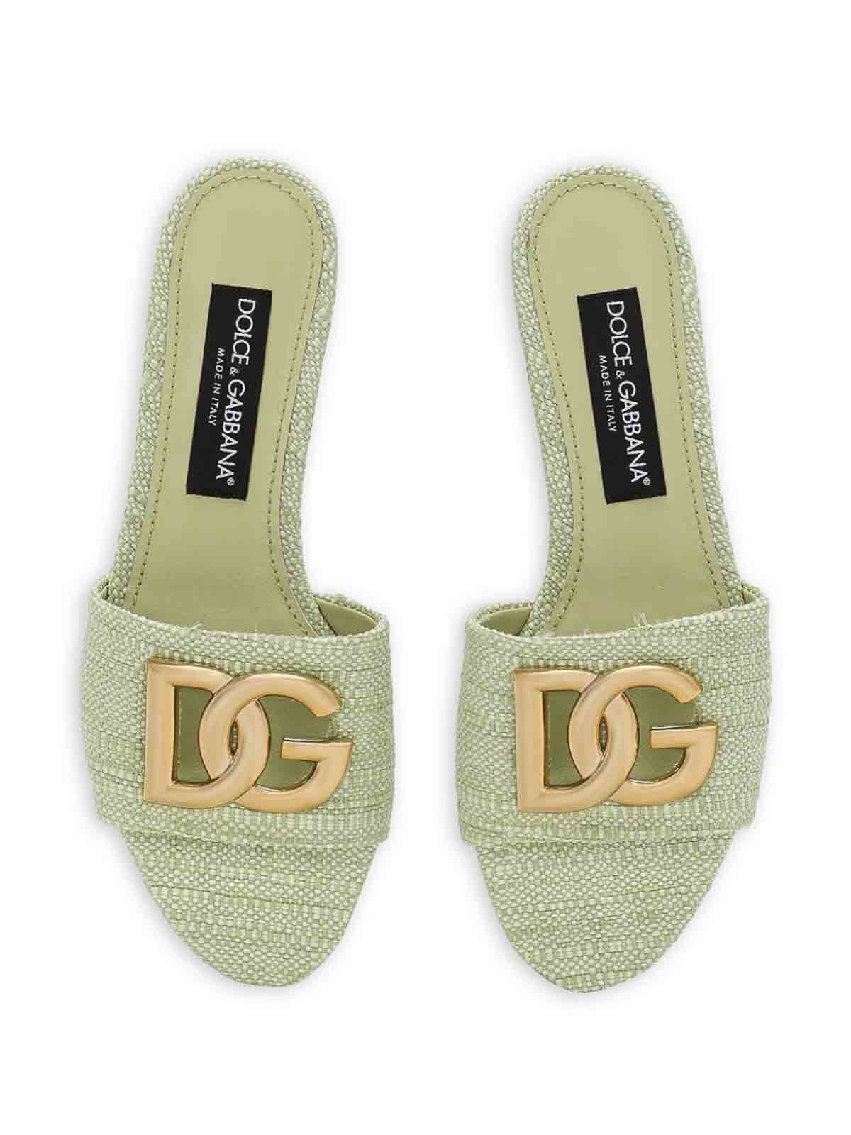 Shop Dolce & Gabbana Slippers With Logo In Green