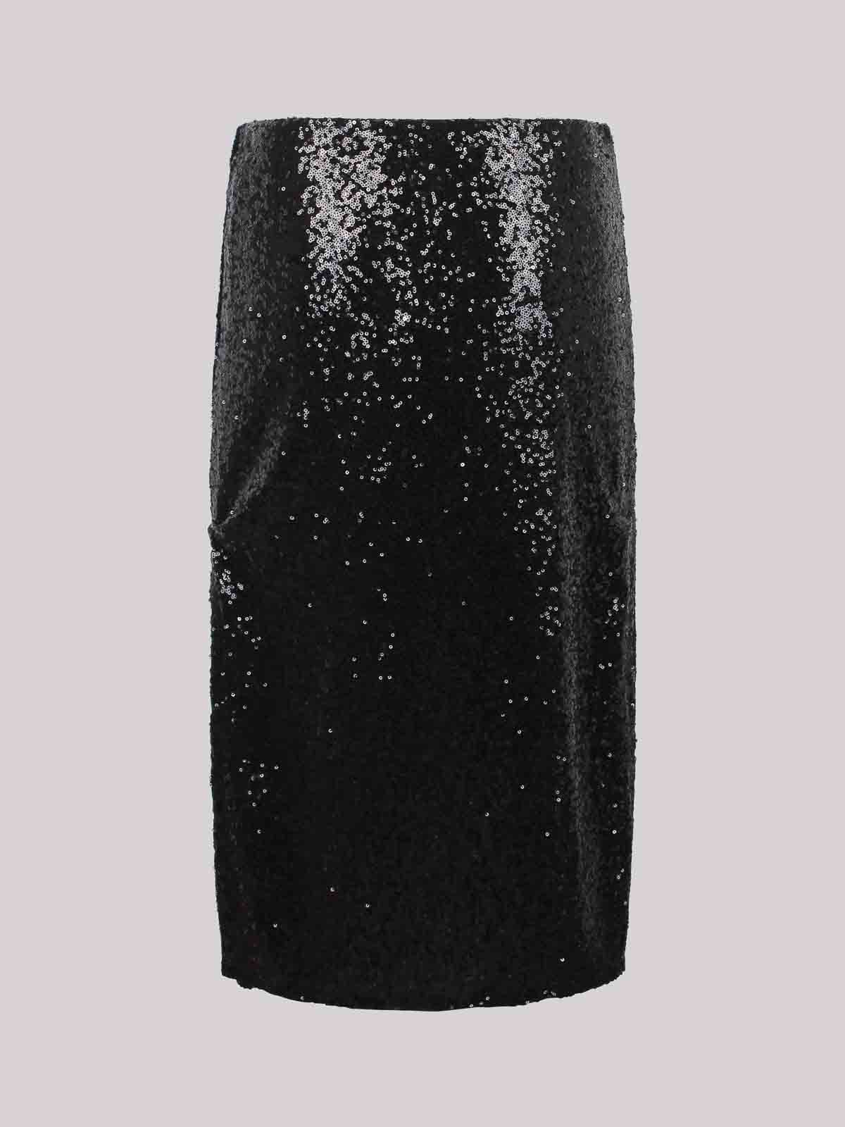 Shop Ermanno Firenze High-waisted Skirt With Sequins In Black