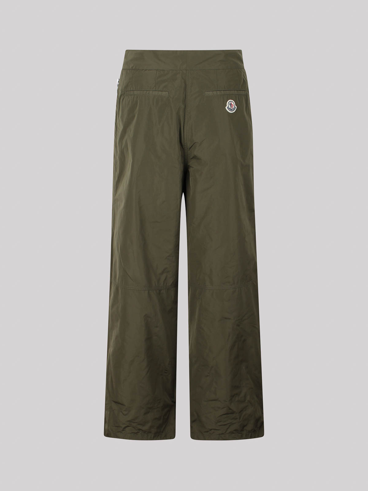 Shop Moncler Flared Trousers With Patch In Green