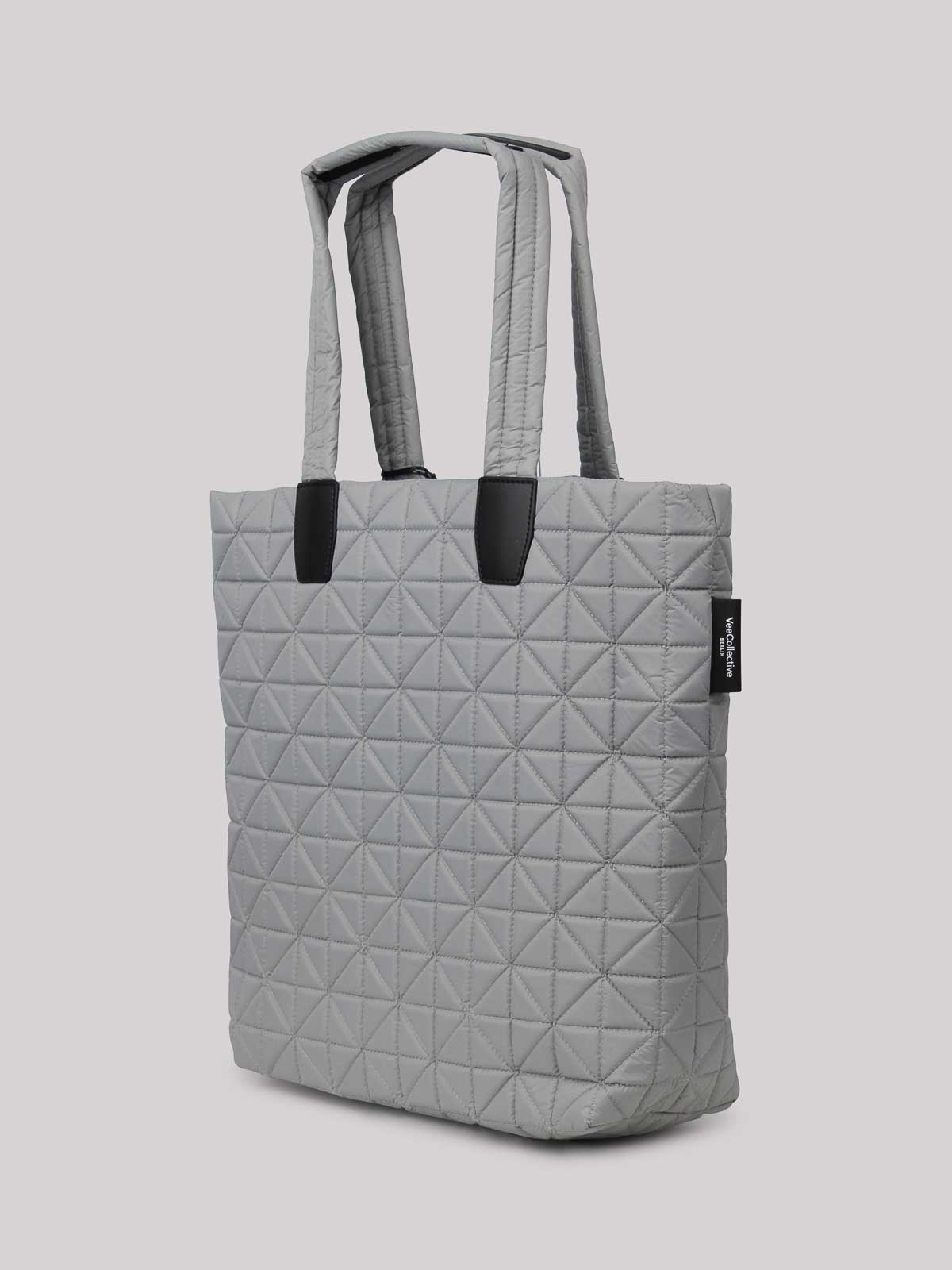 Shop Veecollective Large Geometric Vee Tote Bag In Grey