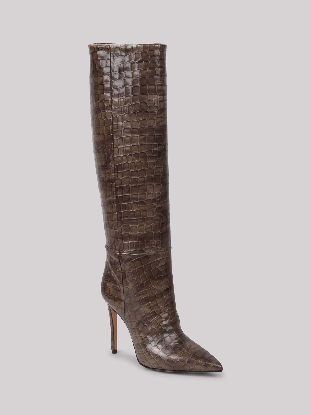 Shop Anna F Boots With Crocodile Effect In Grey