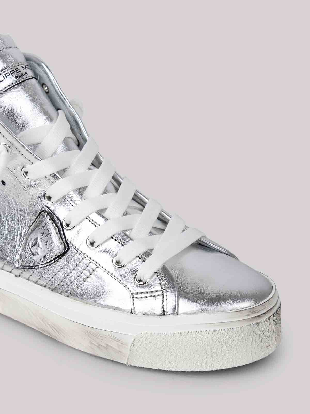 Shop Philippe Model Sneakers Alte Paris Haute In Silver