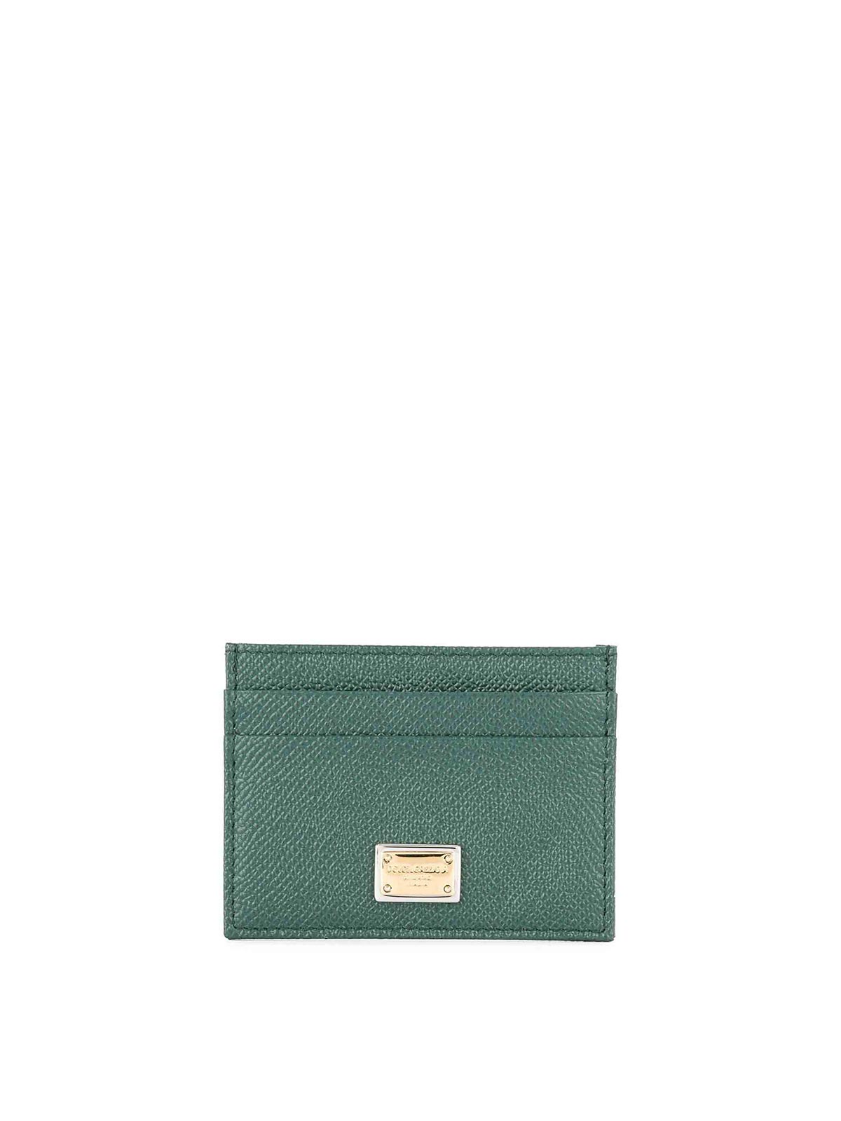 Dolce & Gabbana Leather Card Holder In Green
