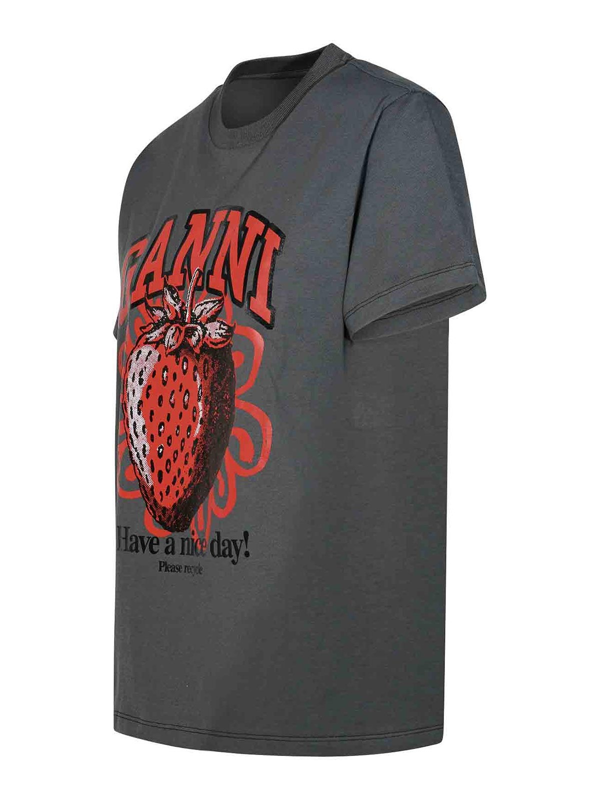 Shop Ganni Camiseta - Gris In Grey