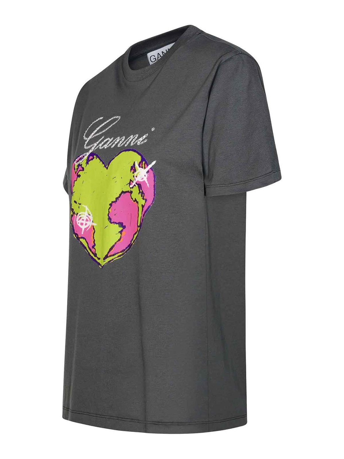 Shop Ganni Camiseta - Gris In Grey