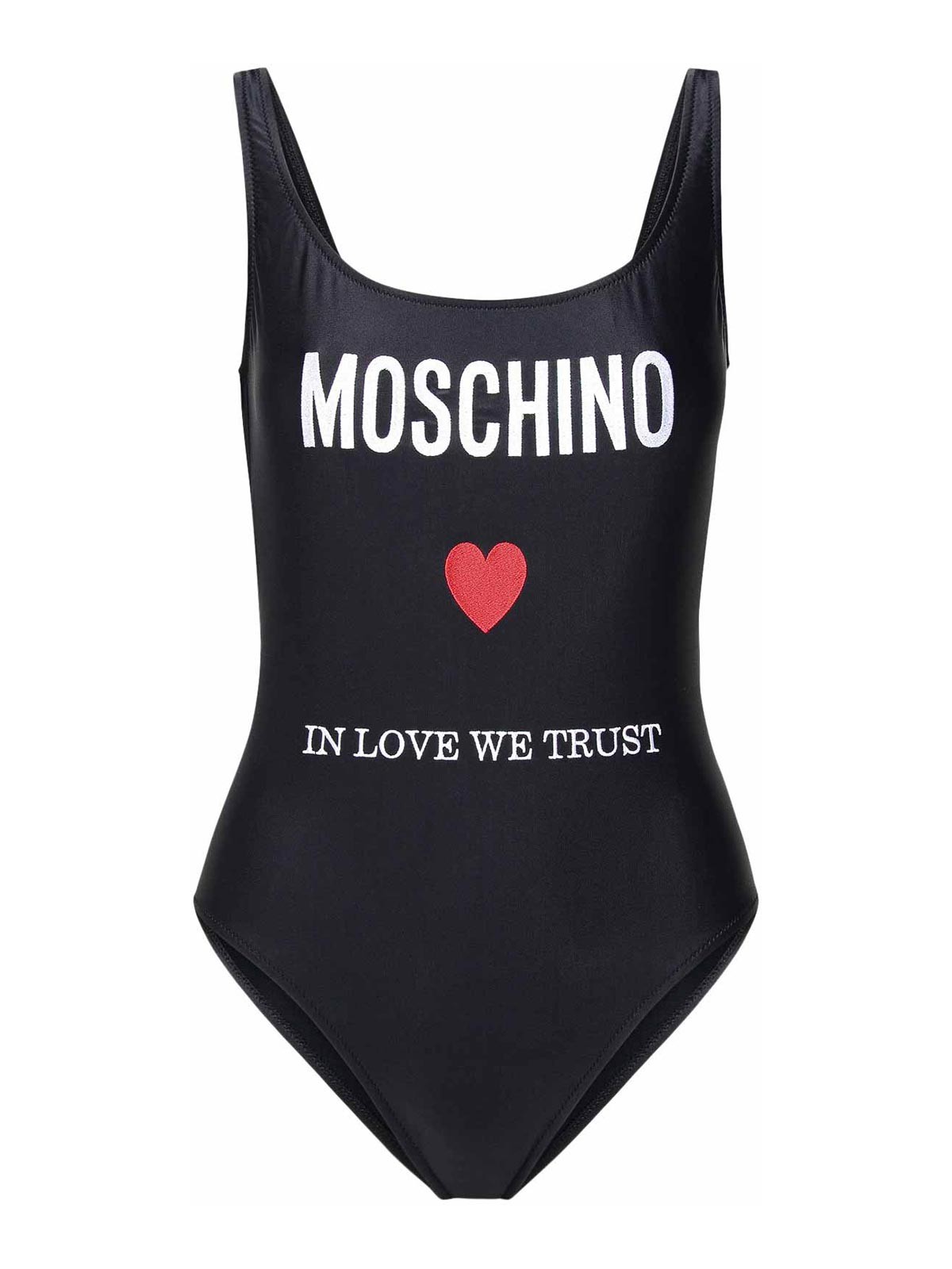 Shop Moschino Logo One-piece Swimsuit In Black