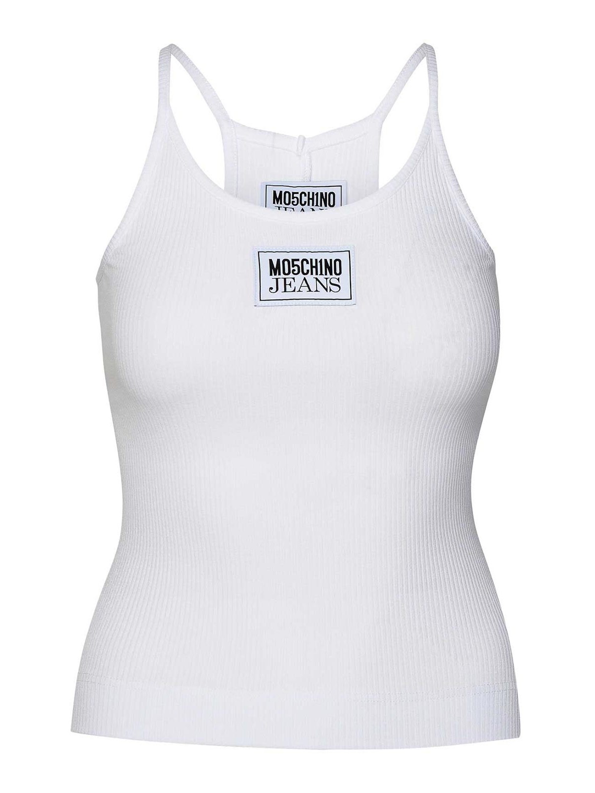 Shop Moschino Logo Tank Top In White