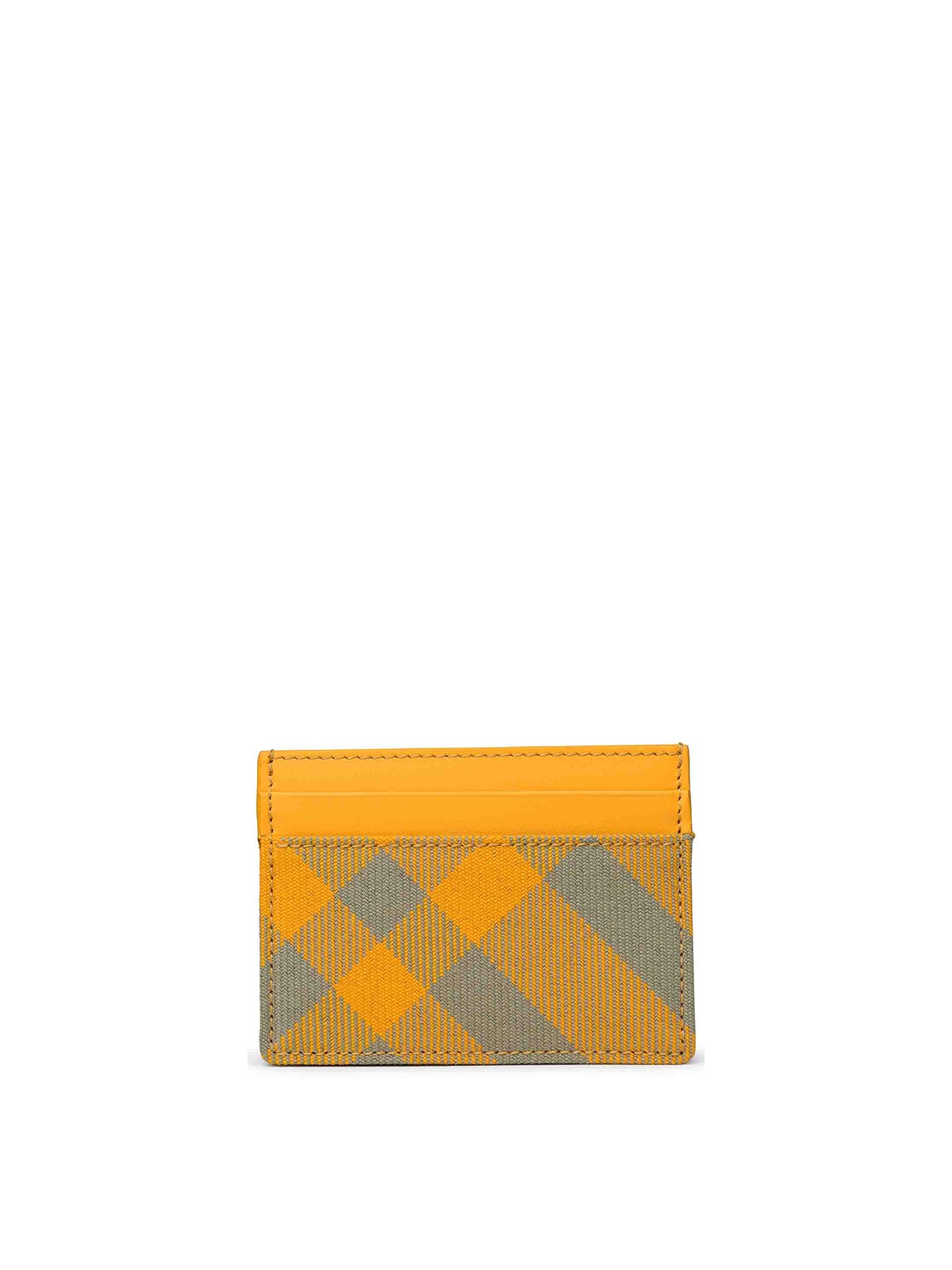 Shop Burberry Checked Card Holder In Yellow