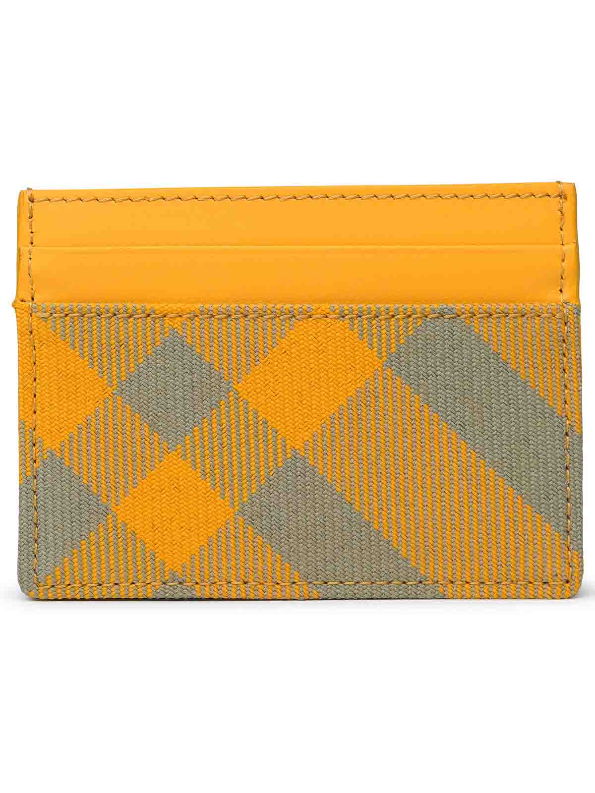 Shop Burberry Checked Card Holder In Yellow