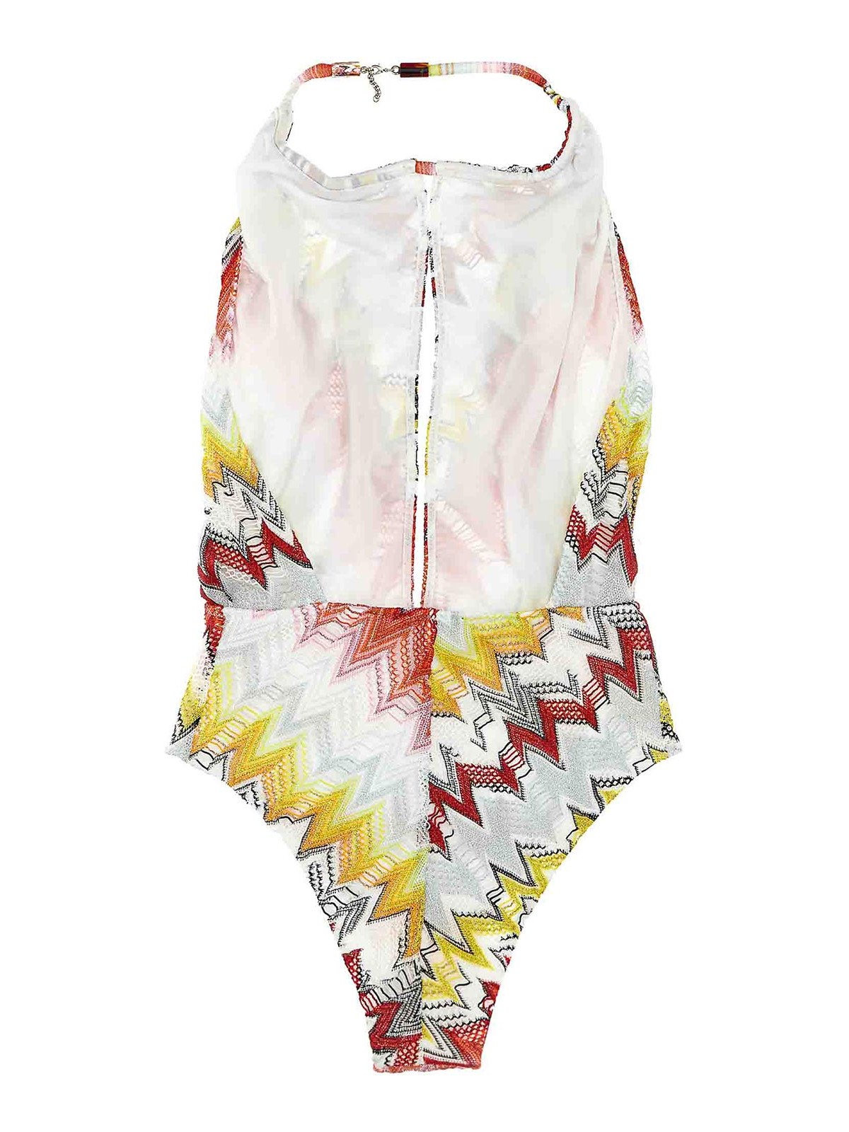 Shop Missoni Wide Neckline Patterned Internal Swimsuit In Multicolour