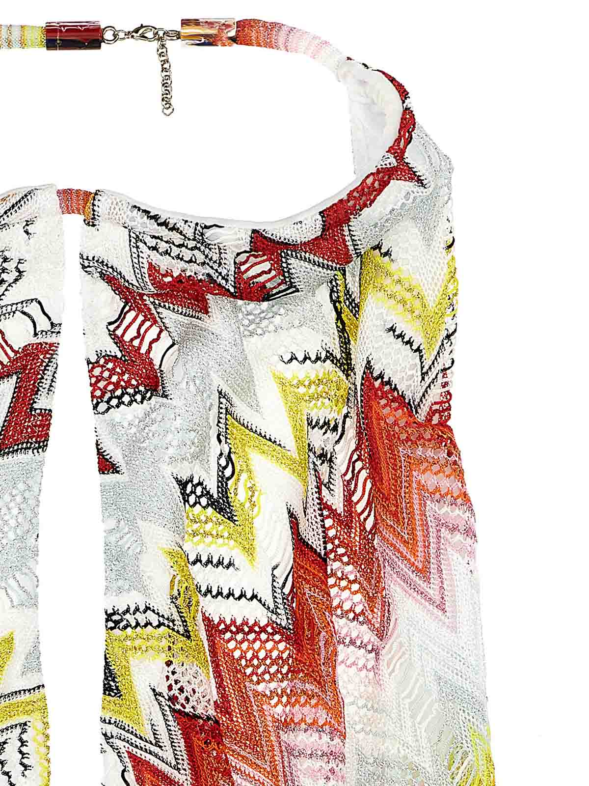 Shop Missoni Wide Neckline Patterned Internal Swimsuit In Multicolour