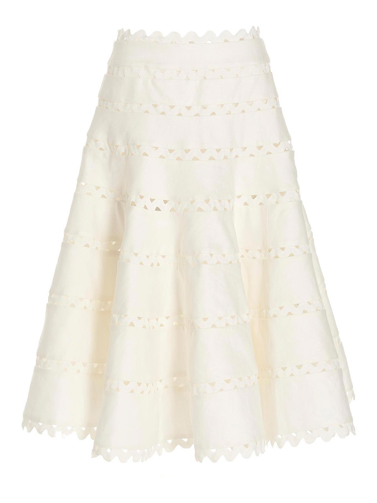 Shop Zimmermann Grosgrain Detail Skirt In Blanco