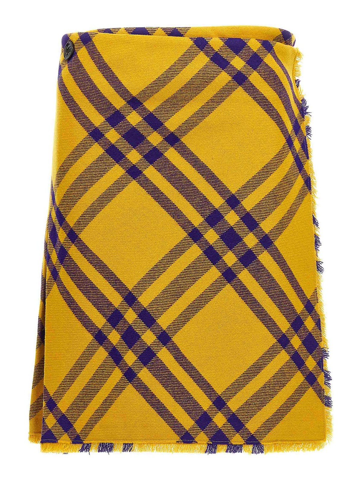 Shop Burberry Kilt Skirt In Yellow