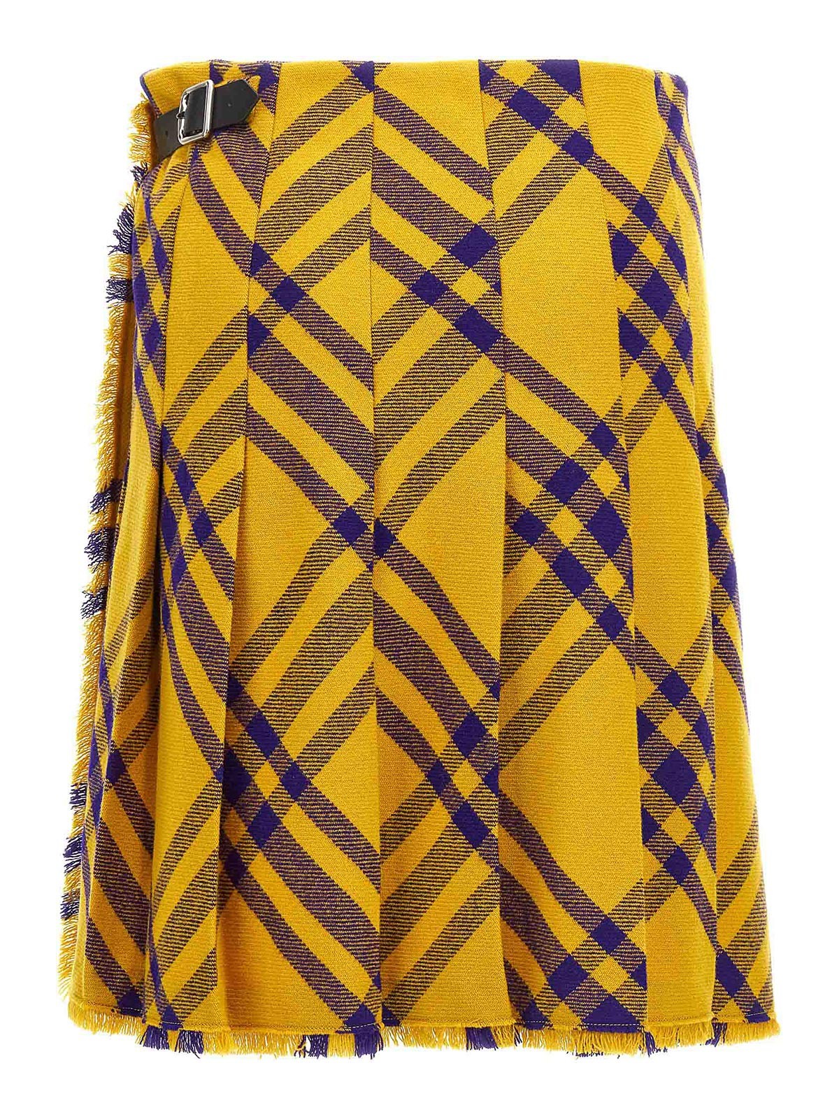 Shop Burberry Kilt Skirt In Yellow