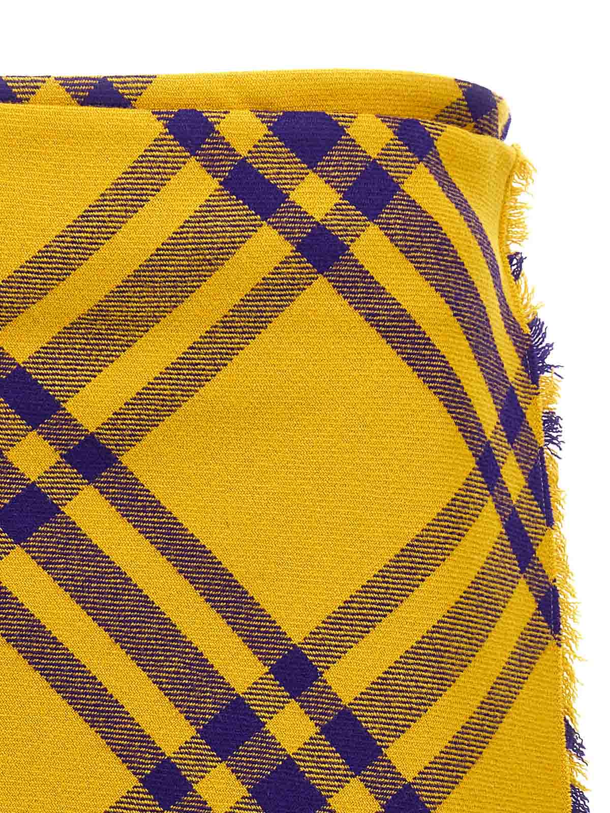 Shop Burberry Kilt Skirt In Yellow