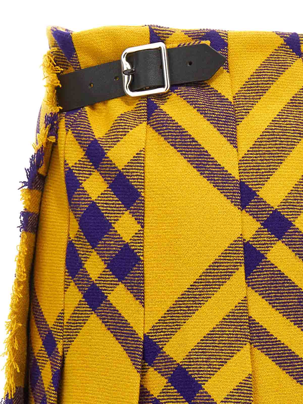 Shop Burberry Kilt Skirt In Yellow