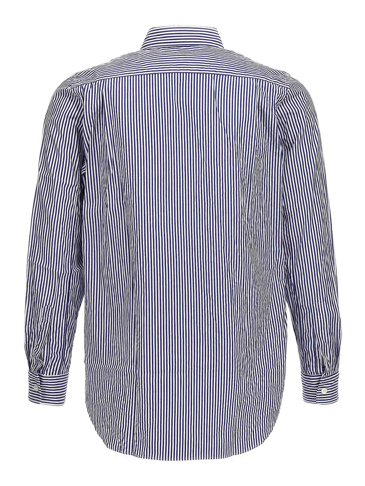 Shop Comme Des Garçons Play Logo Patch Striped Shirt In Azul