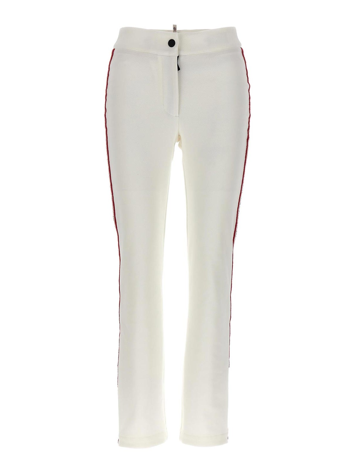 Shop Moncler Side Embroidery Pants In White