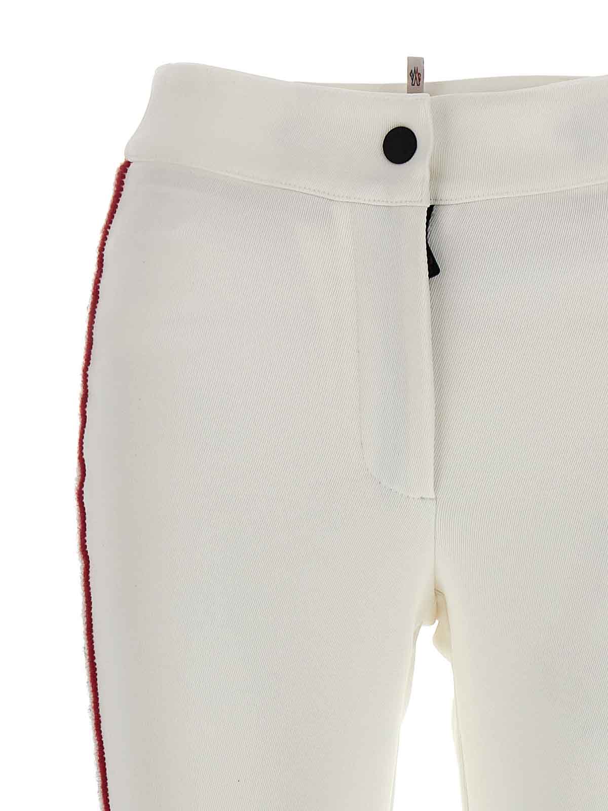 Shop Moncler Side Embroidery Pants In White