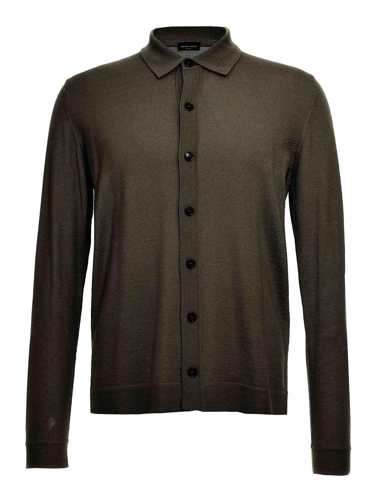Roberto Collina Knitted Shirt In Green