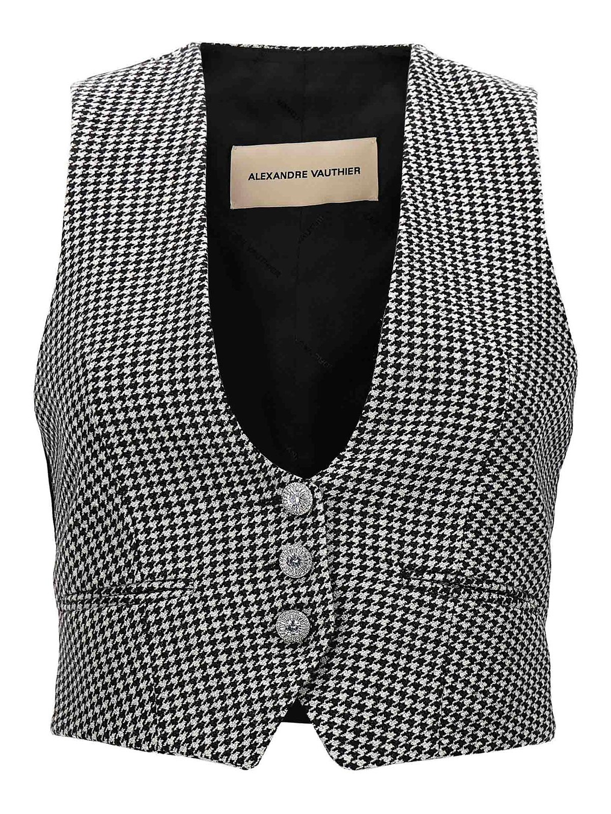 Shop Alexandre Vauthier Houndstooth Waistcoat In White