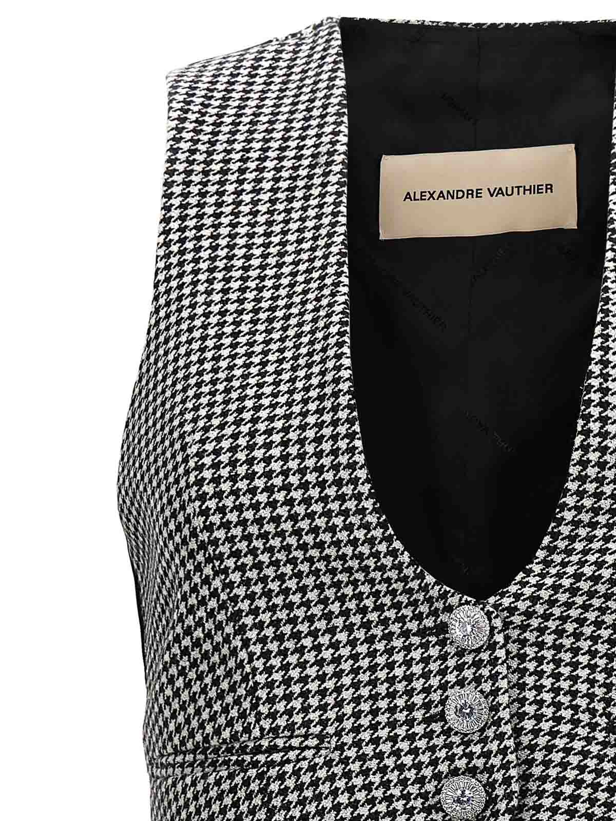 Shop Alexandre Vauthier Houndstooth Waistcoat In White