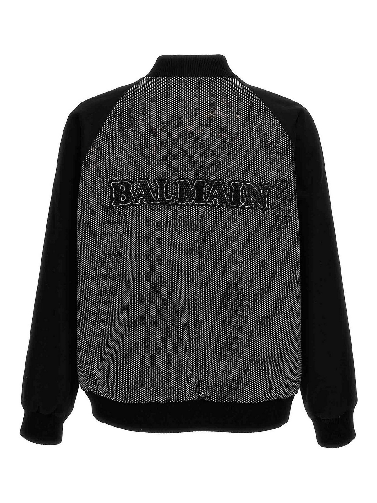 Shop Balmain Rhinestone Bomber Jacket In Black