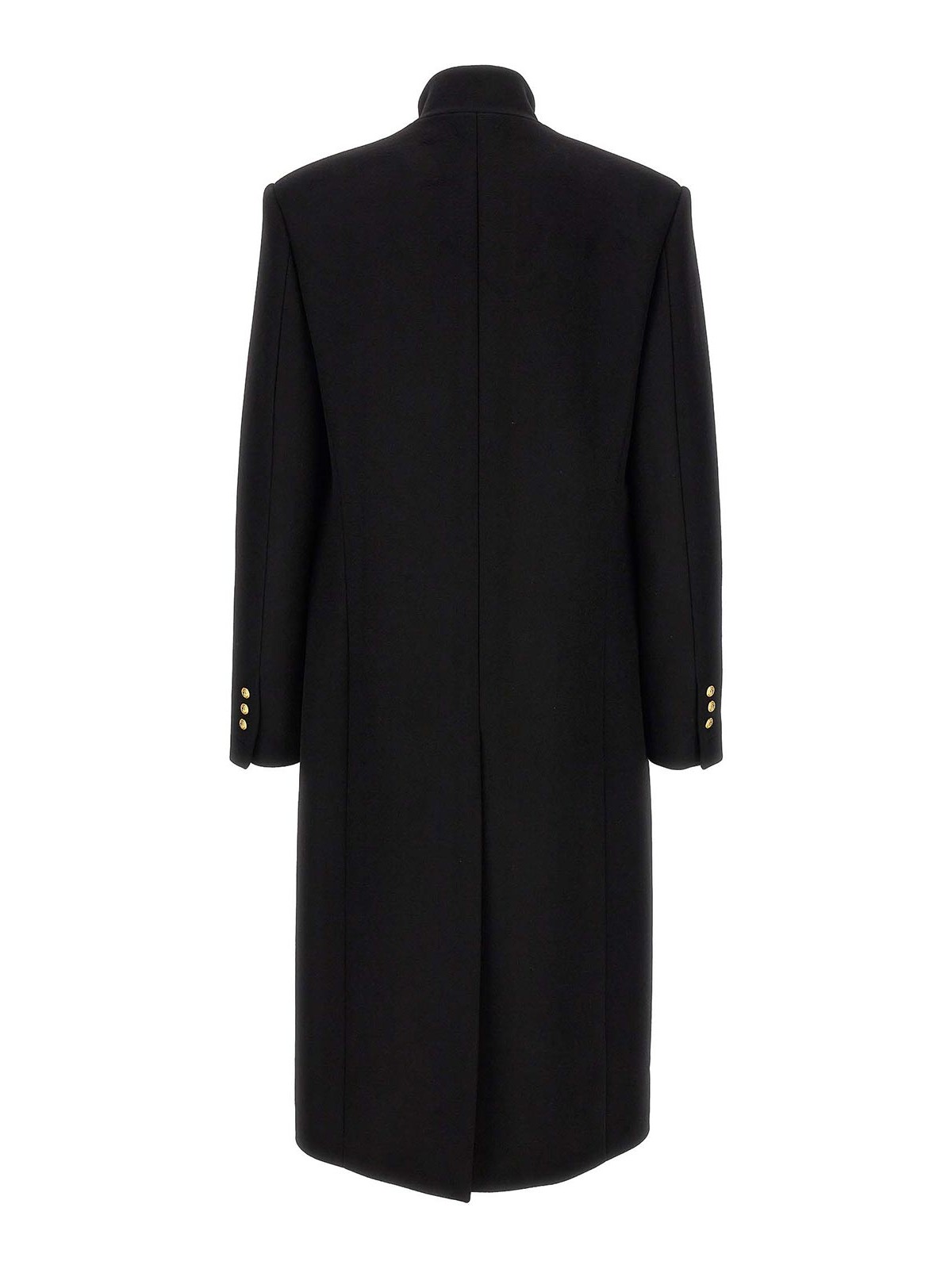 Shop Balmain Single-breasted Long Coat In Negro