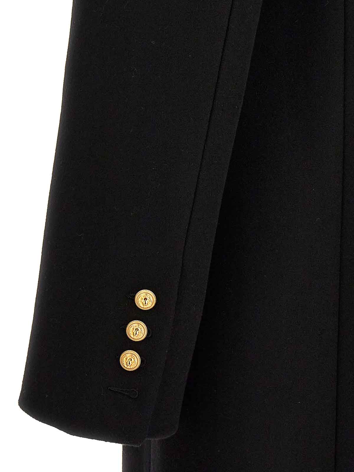 Shop Balmain Single-breasted Long Coat In Negro